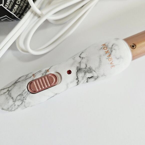 NIB Foxybae Travel/Mini Special Edition Rose Gold & White Marble Curling Wand - Picture 4 of 6